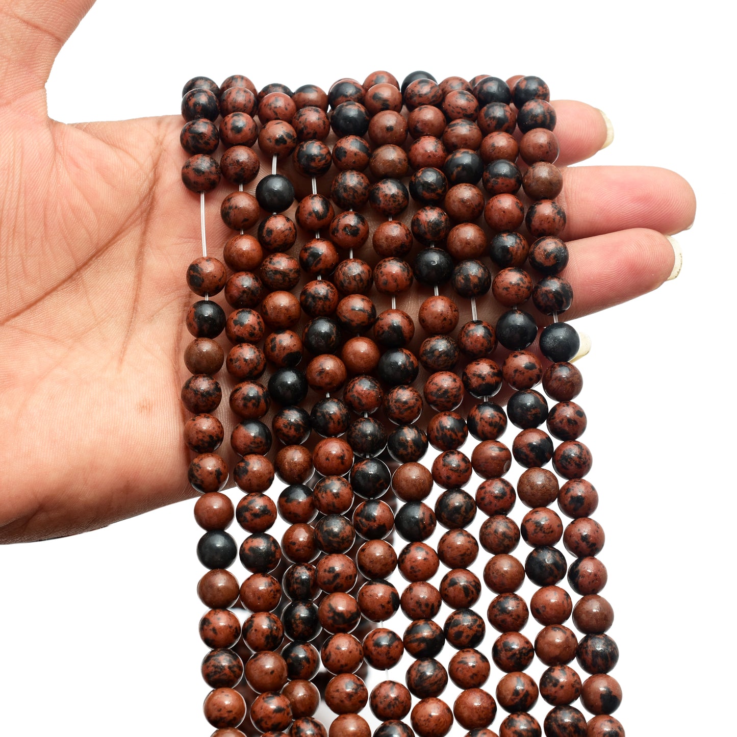 Kamal Gems | Mahogany Obsidian Gemstone Beads, 15"