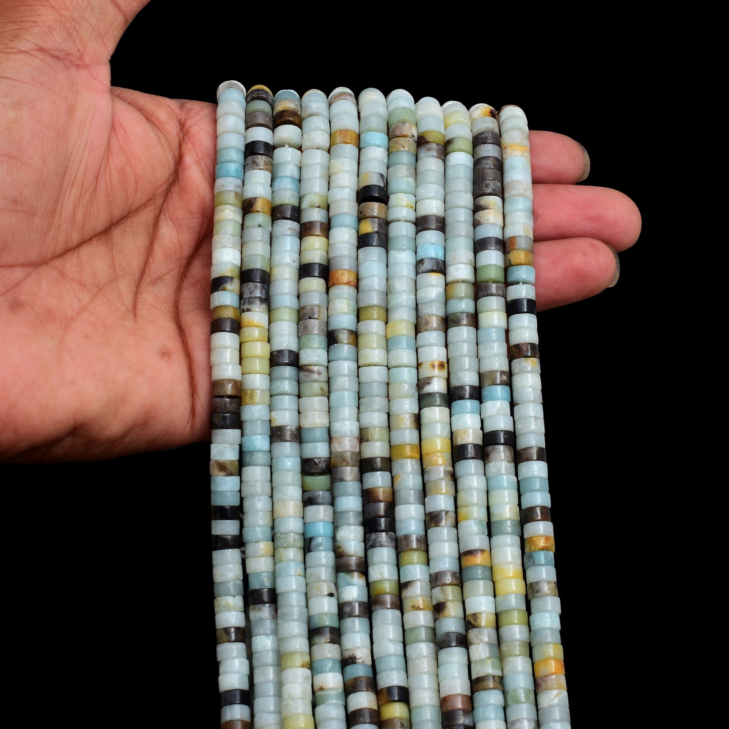 Kamal Gems | Multi-Amazonite Tyree-Shaped Gemstone Beads Strand, 15"