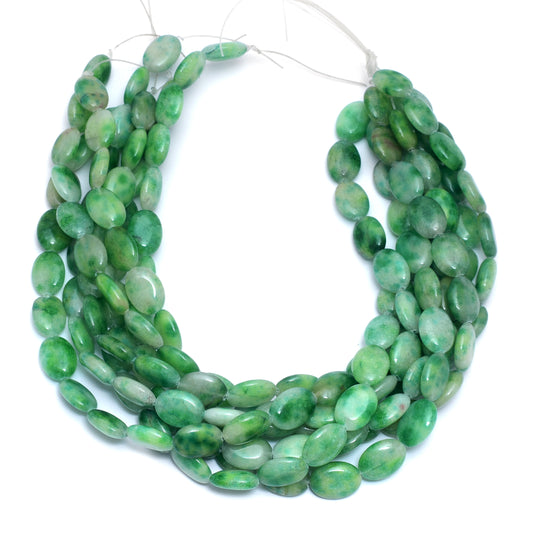 Kamal Gems | Lime-Green Oval-Shaped Onyx Beads, 15"