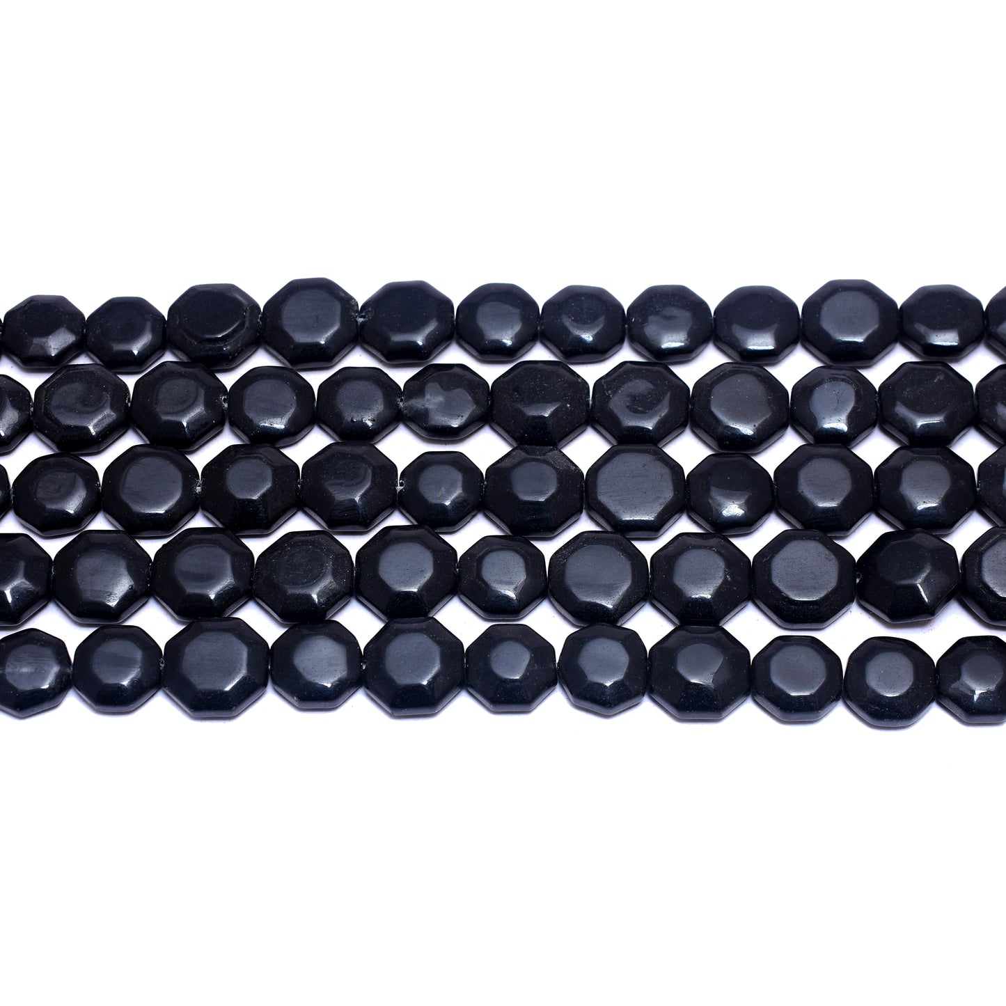 Kamal Gems | Black Octagon-Shaped Onyx Beads, 15"