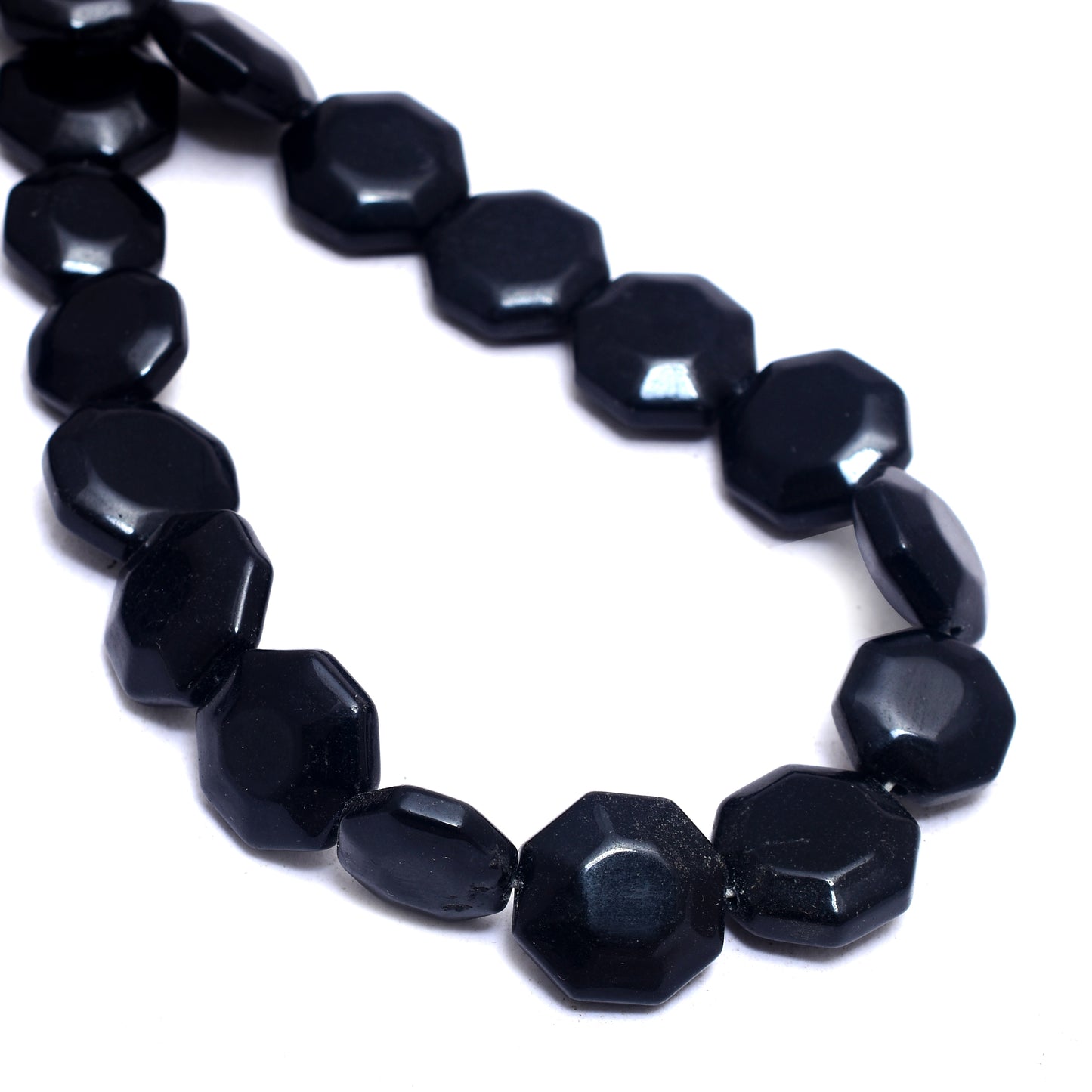 Kamal Gems | Black Octagon-Shaped Onyx Beads, 15"