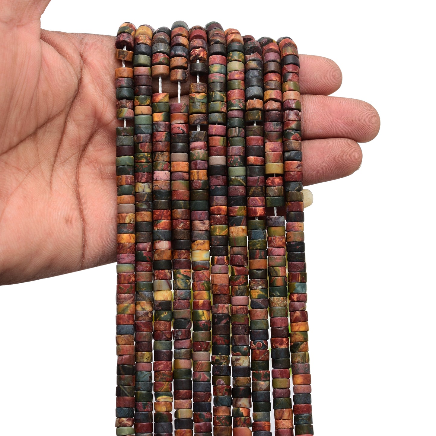 Kamal Gems | Picasso Jasper Tyree-Shaped Beads Strand, 15"