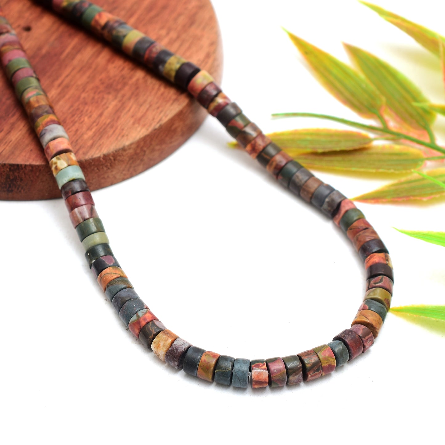 Kamal Gems | Picasso Jasper Tyree-Shaped Beads Strand, 15"