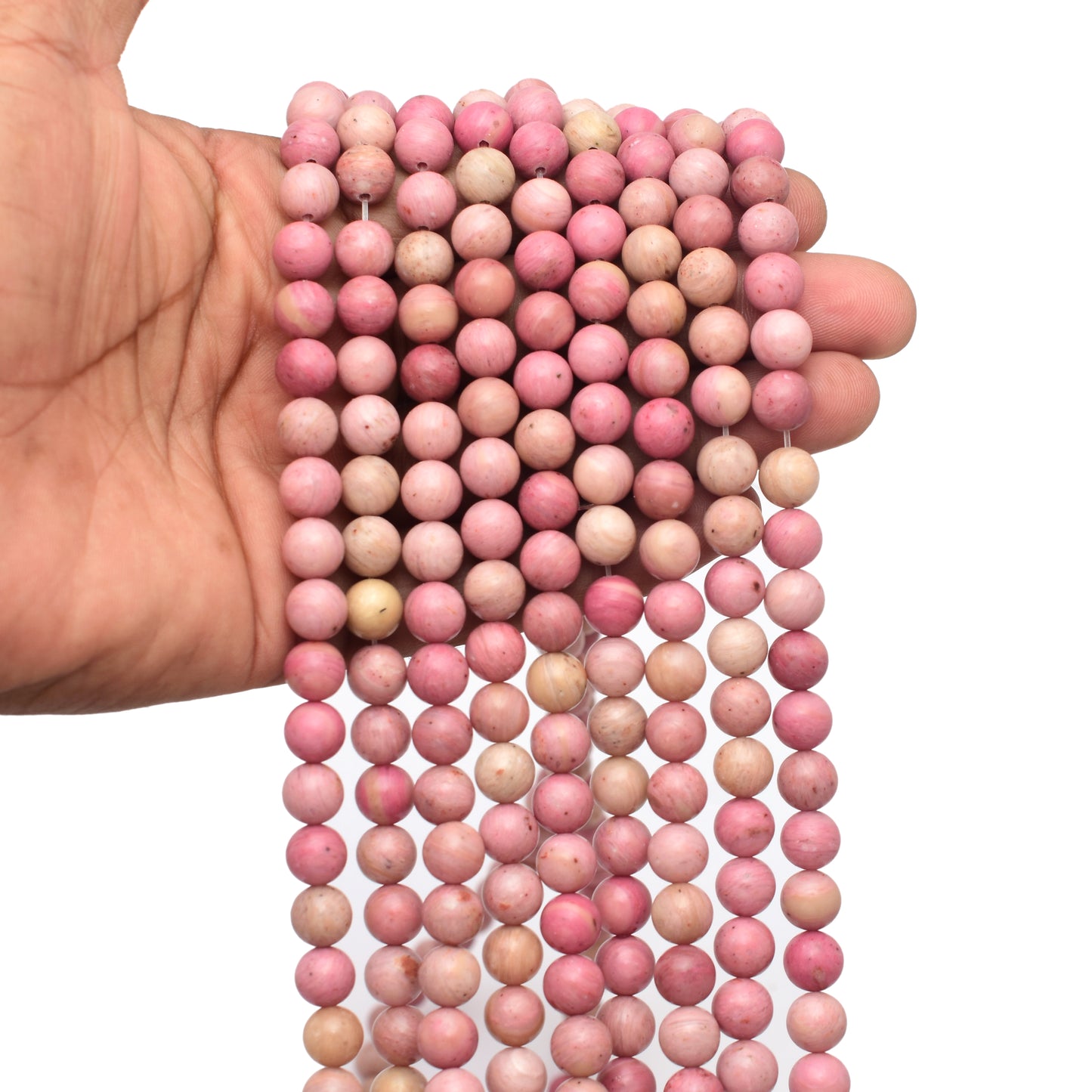 Kamal Gems | Pink Rhodonite Gemstone Beads Strand, 15"