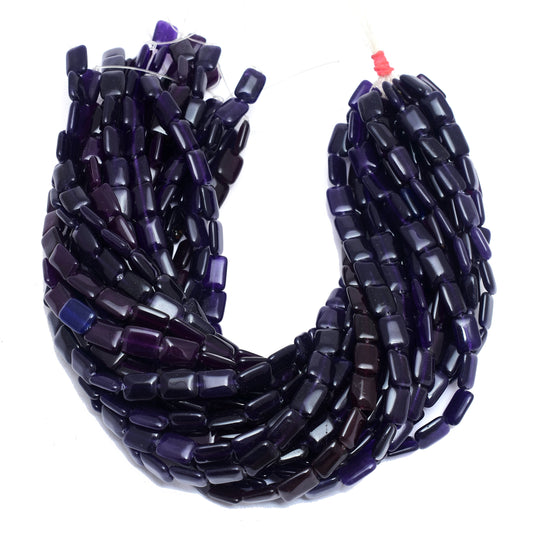 Kamal Gems | Purple Rectangular-Shaped Onyx Beads, 15"