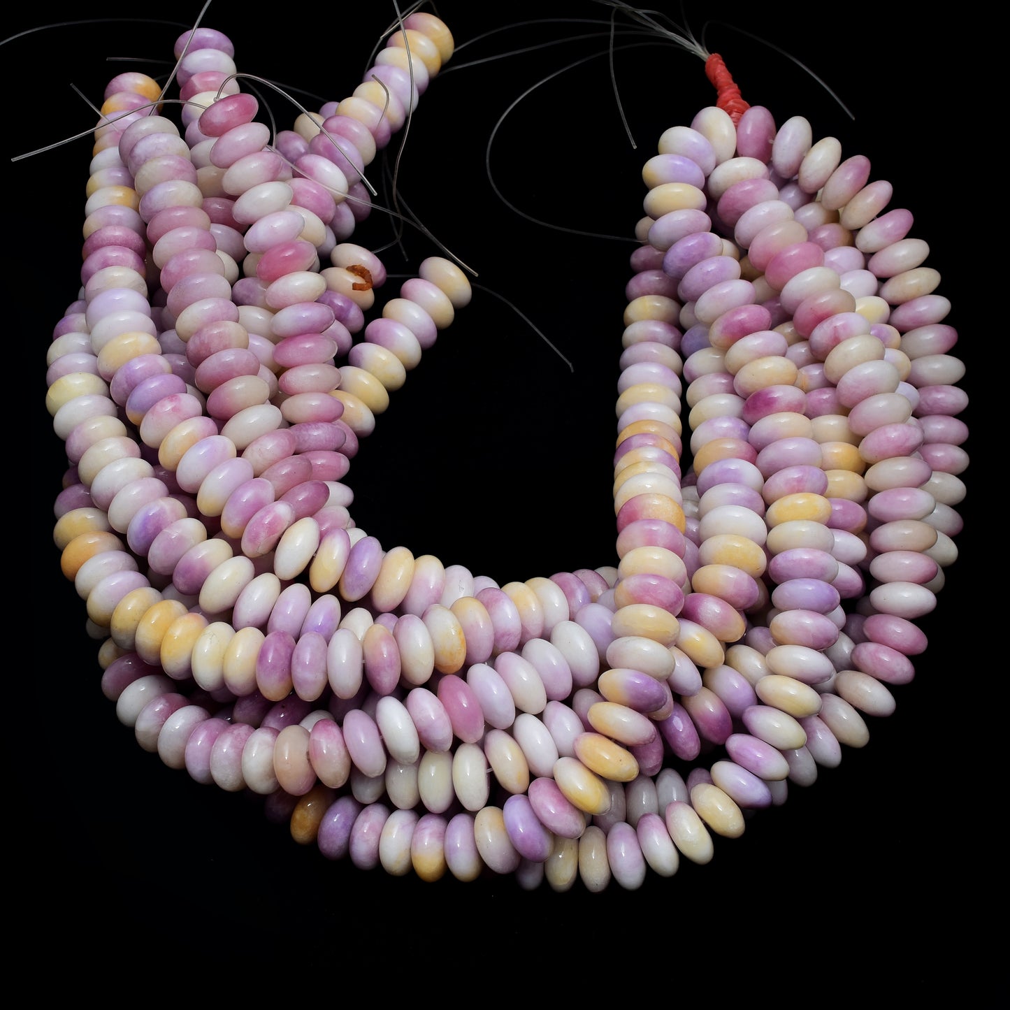 Kamal Gems | Multi-Purple Rondelle Onyx Beads, 15"