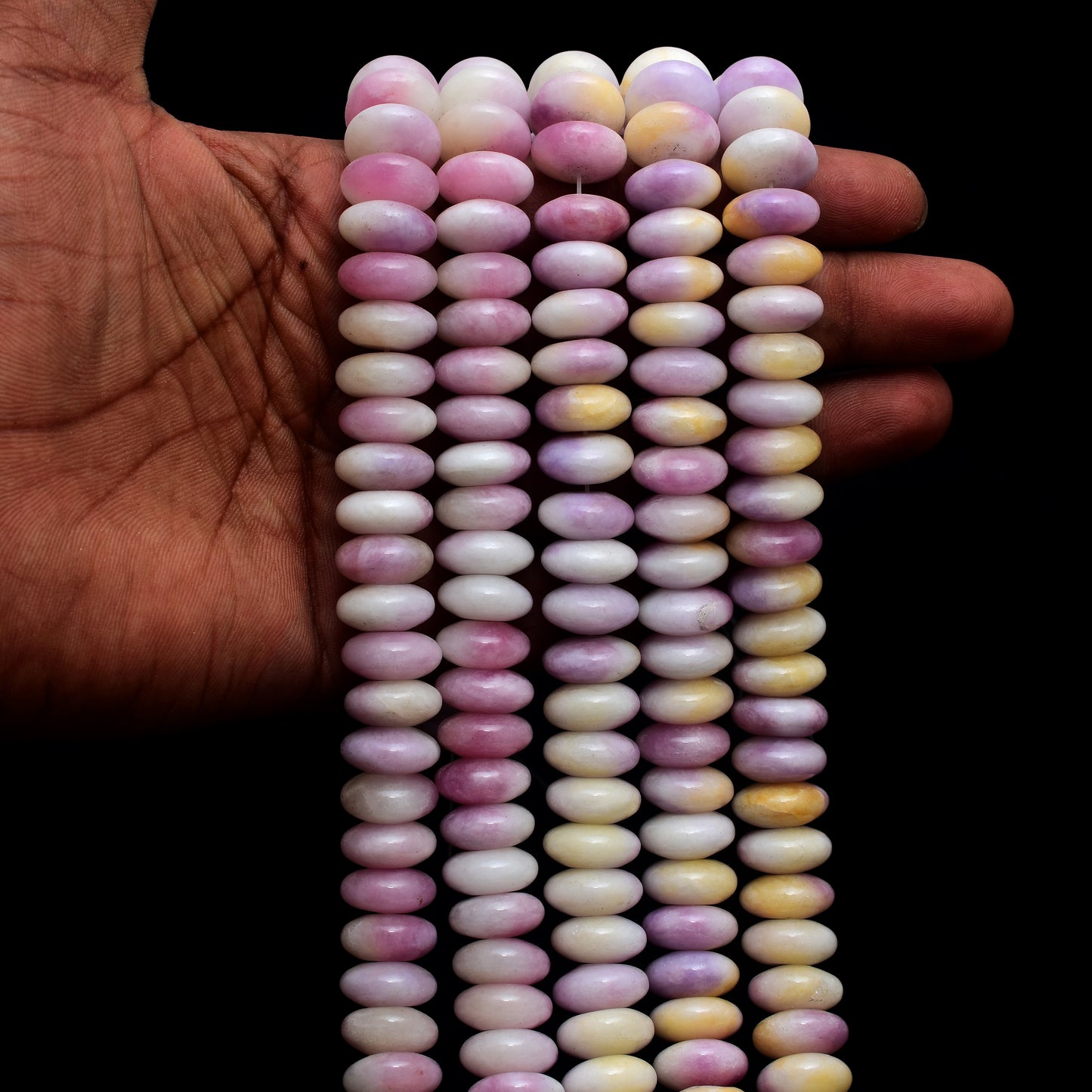 Kamal Gems | Multi-Purple Rondelle Onyx Beads, 15"