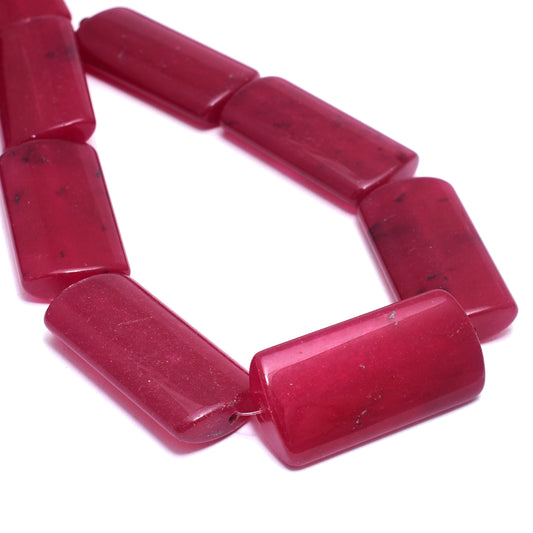 Kamal Gems | Ruby Red Rectangular-Shaped Onyx Beads, 15"