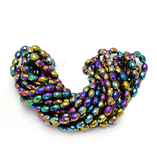 Kamal Gems | Multicolored Barrel-Shaped Hematite Beads Strand