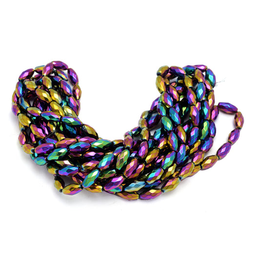 Kamal Gems | Rainbow Barrel-Shaped Hematite Beads Strand