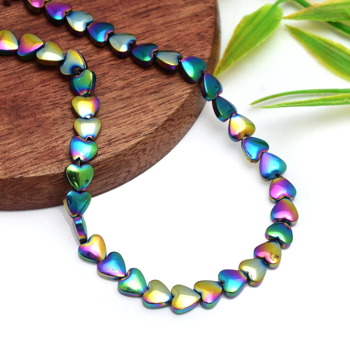 Kamal Gems | Multicolored Heart-Shaped Hematite Beads Strand