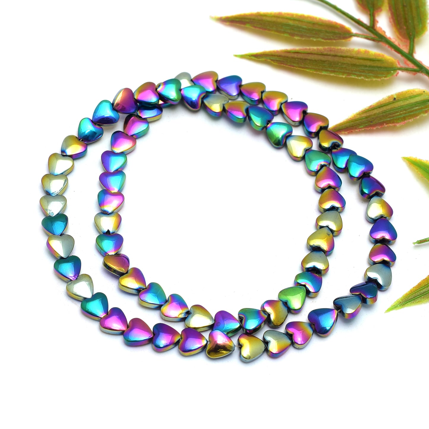 Kamal Gems | Multicolored Heart-Shaped Hematite Beads Strand