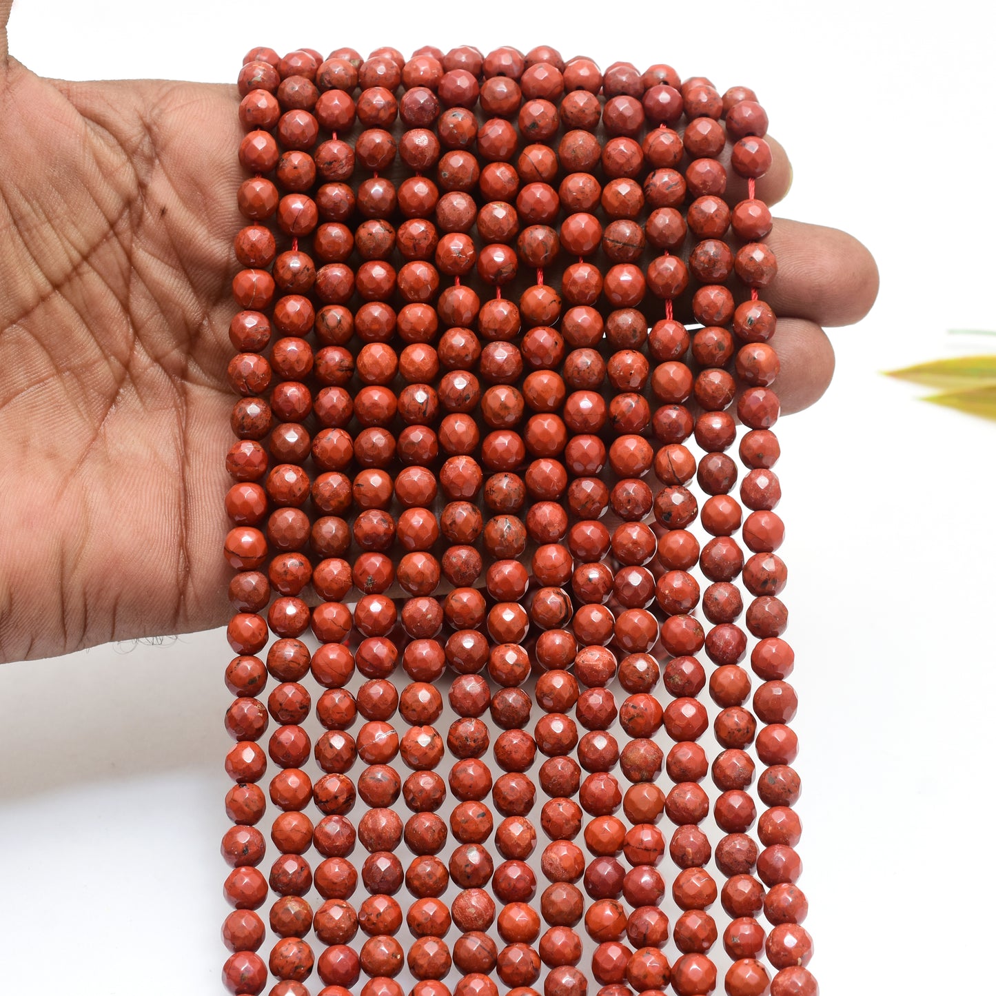 Kamal Gems | Red Jasper Faceted Beads, 15"