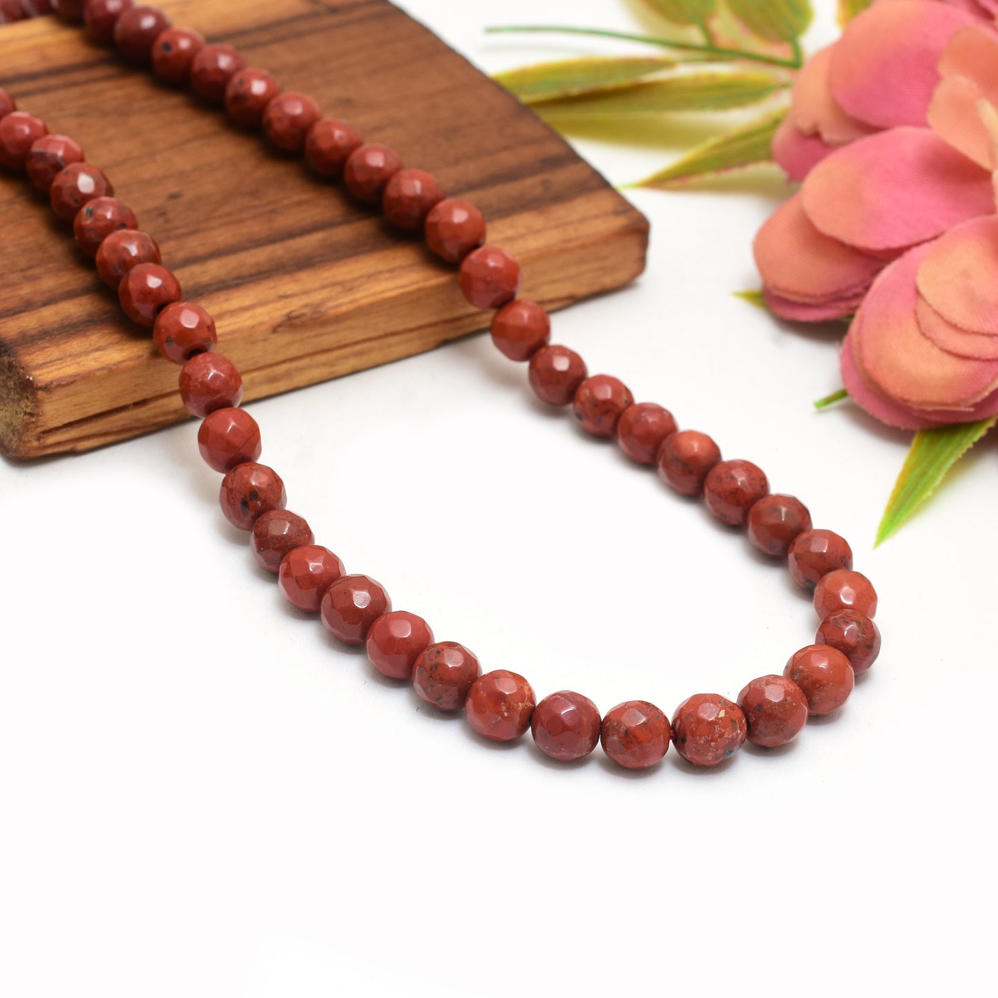 Kamal Gems | Red Jasper Faceted Beads, 15"