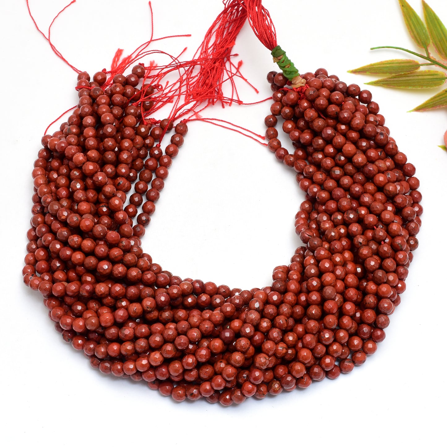 Kamal Gems | Red Jasper Faceted Beads, 15"