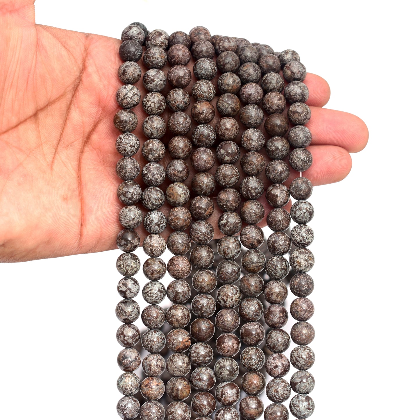 Kamal Gems | Snowflake Obsidian Gemstone Bead Strand, 15"