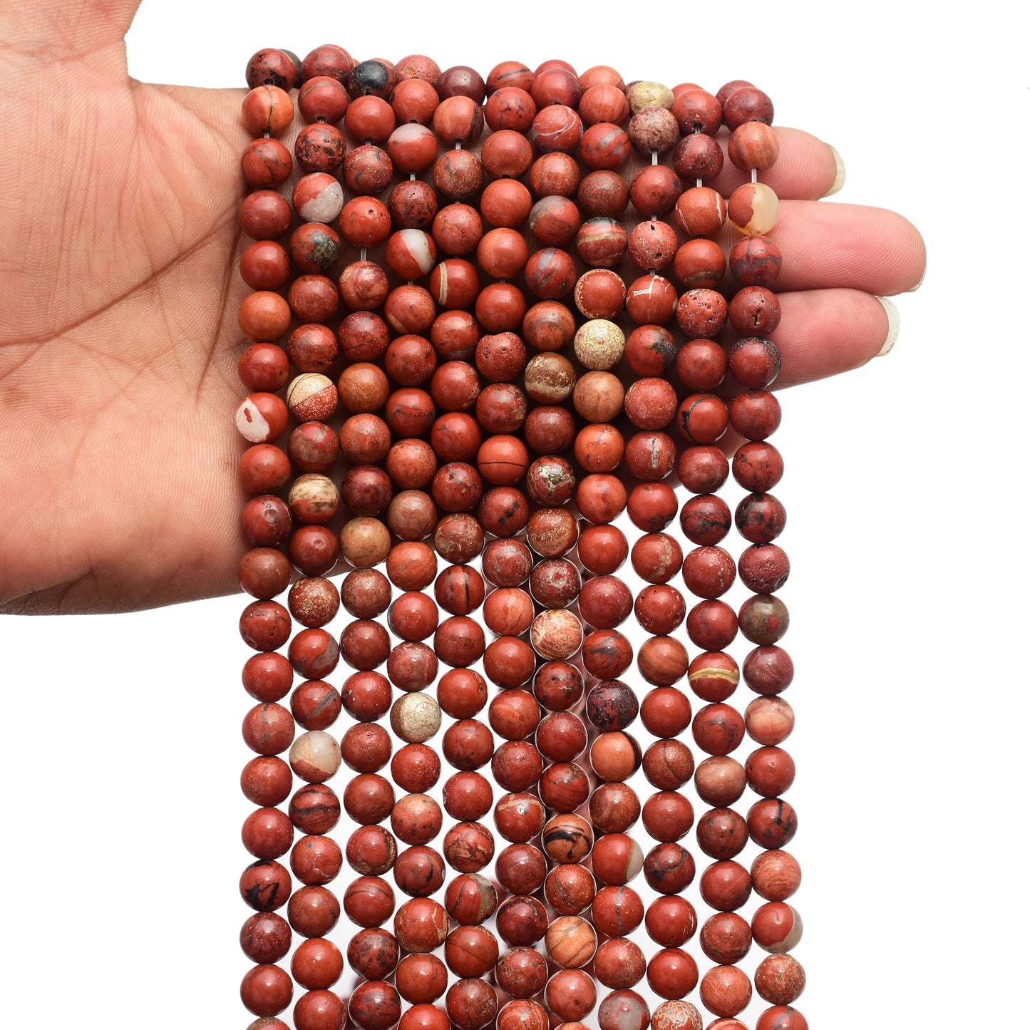 Kamal Gems | Red Jasper Gemstone Beads Strand, 15"