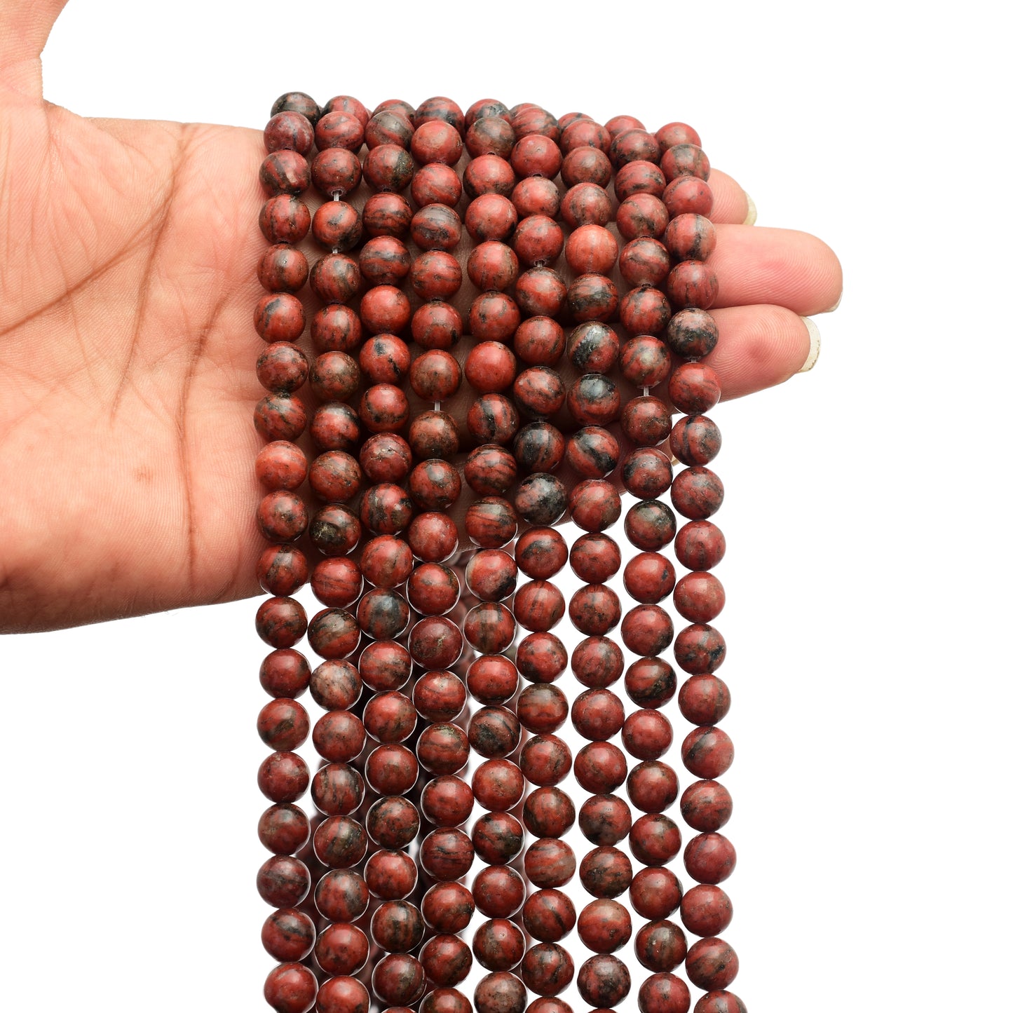 Kamal Gems | Red Jasper Gemstone Beads Strand, 15"