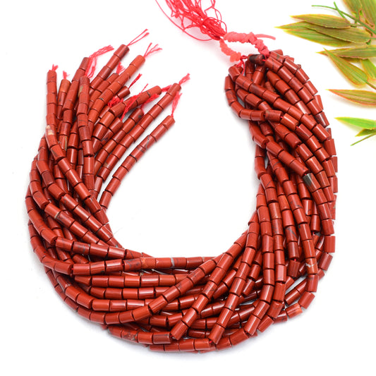 Kamal Gems | Red Jasper(A) Tube-Shaped Gemstone Beads, 15"