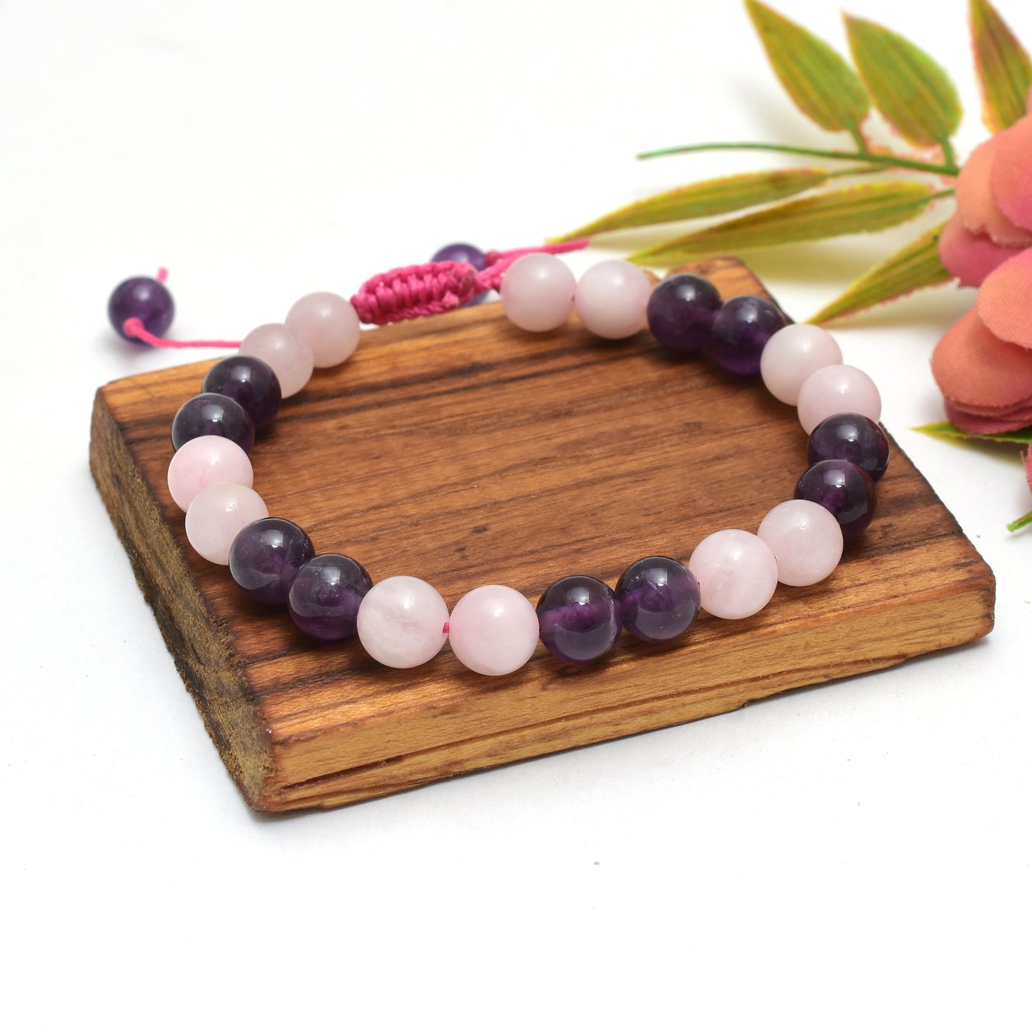 Kamal Gems | Amethyst & Rose Quartz Adjustable Bracelet