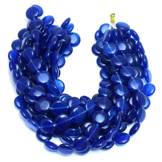 Kamal Gems | Indigo Coin-Shaped Onyx Beads, 15"