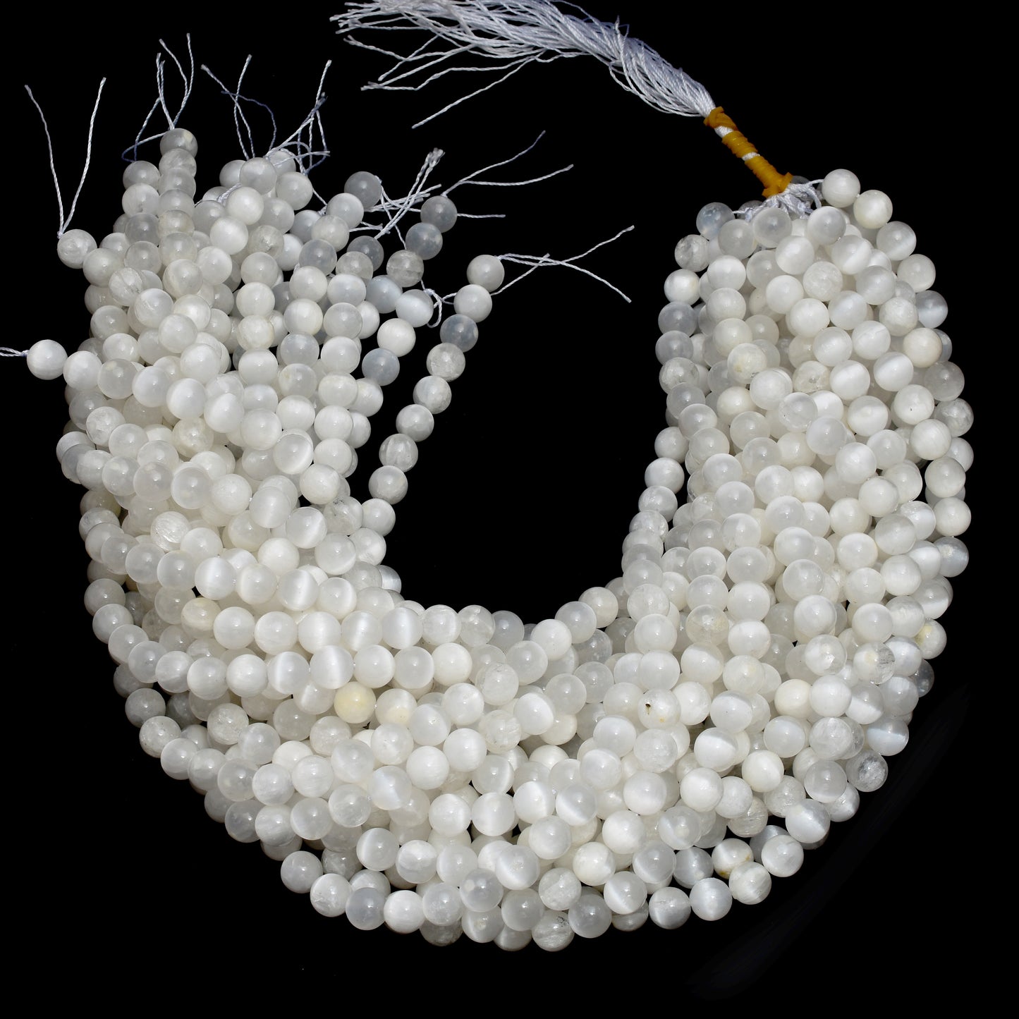 Selenite Gemstone Beads, 15"