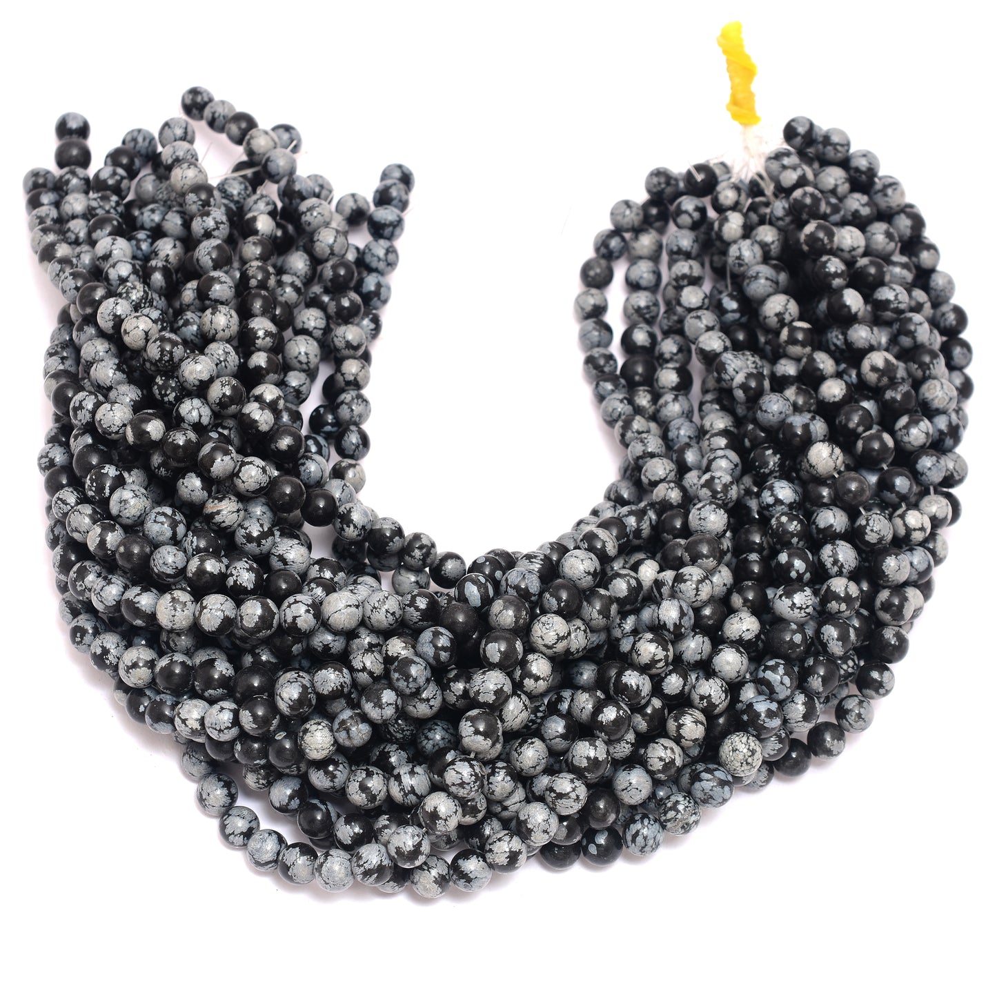 Kamal Gems | Snowflake Obsidian Gemstone Bead Strand, 15"