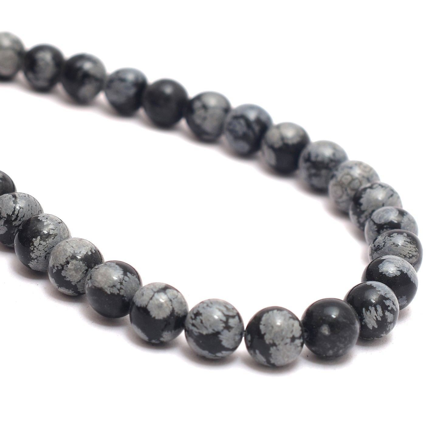 Kamal Gems | Snowflake Obsidian Gemstone Bead Strand, 15"