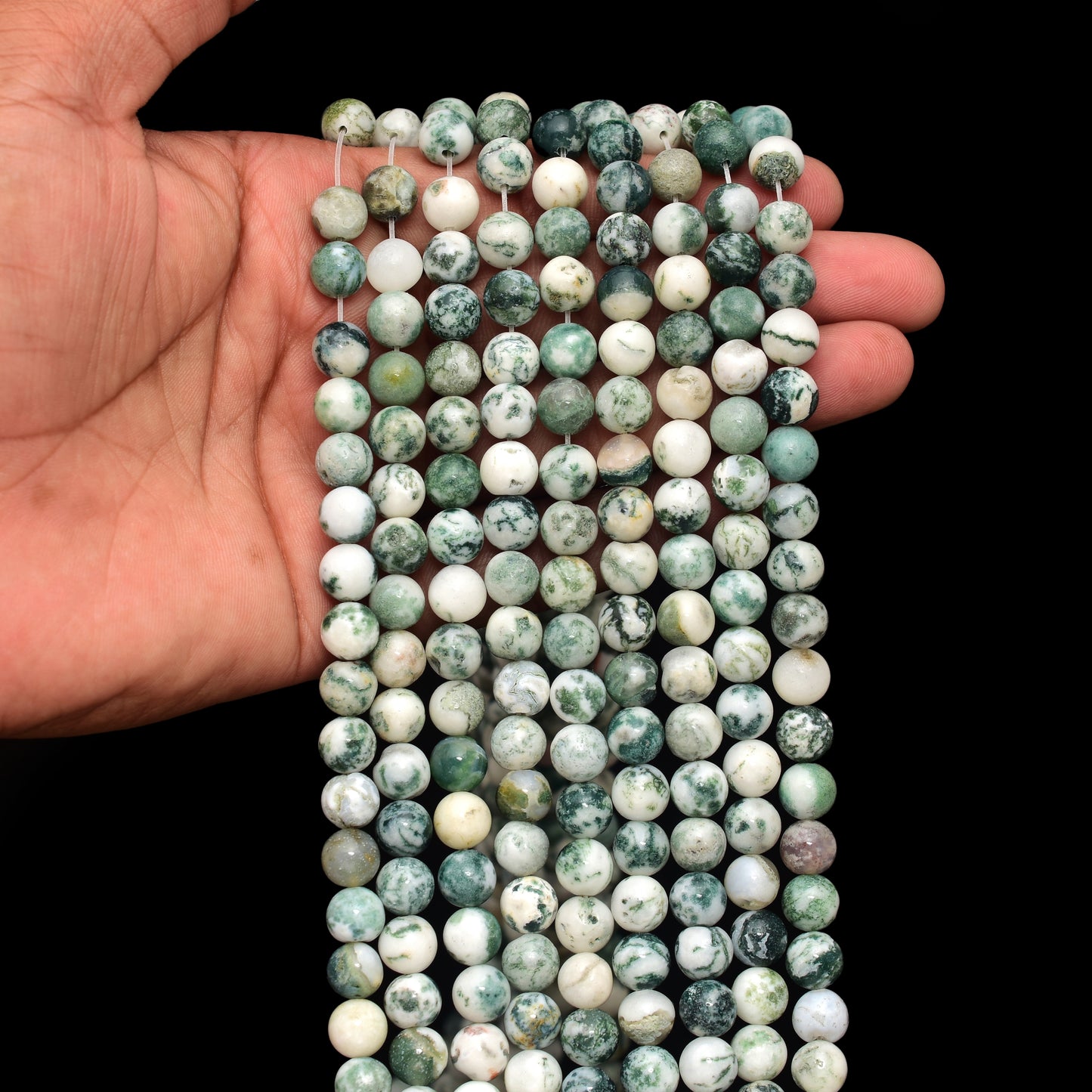 Kamal Gems | Tree Agate Gemstone Beads Strand, 15"