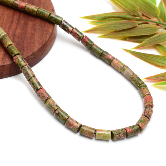 Kamal Gems | Unakite Tube-Shaped Gemstone Beads, 15"