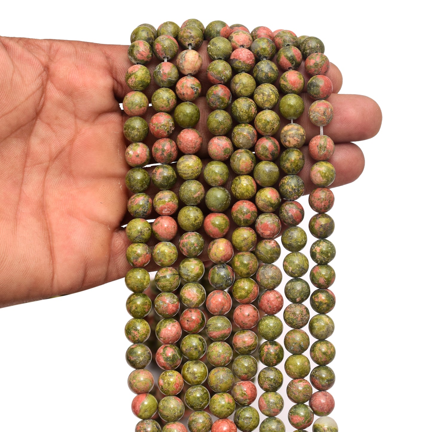 Kamal Gems | Unakite Gemstone Beads Strand, 15"