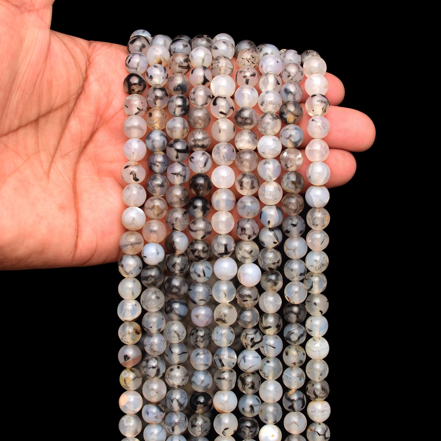 Kamal Gems| Vein Agate Gemstone Beads Strand, 15"