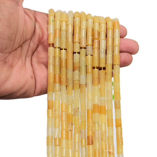 Kamal Gems | Yellow Aventurine Tube-Shaped Beads, 15"